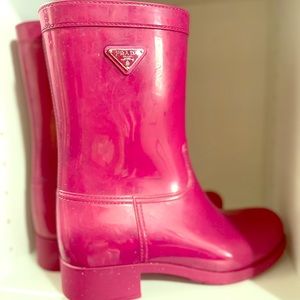 Prada pink rain boots